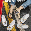 Verão chinelos de tamanhos de tamanho grande Sapatos de plataforma Flipers de massagem Flipers de choques de choques Sandálias de suporte para homens para homens